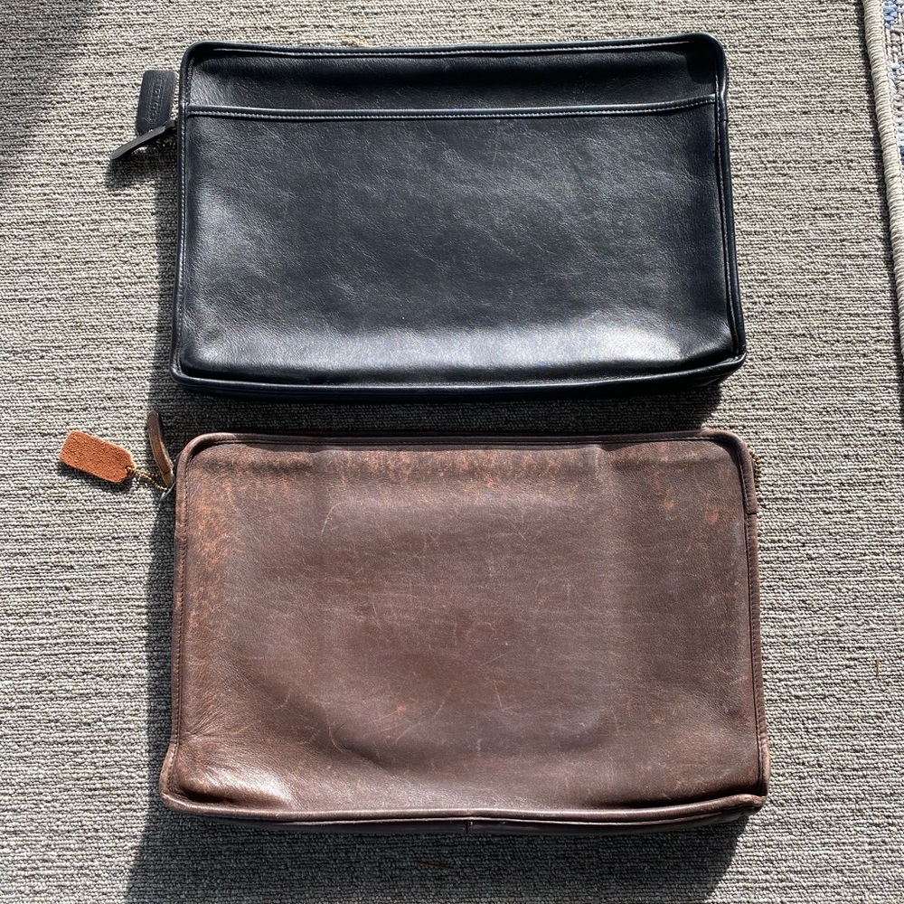 2 XL Vintage Coach Zip Portfolio document Laptop case